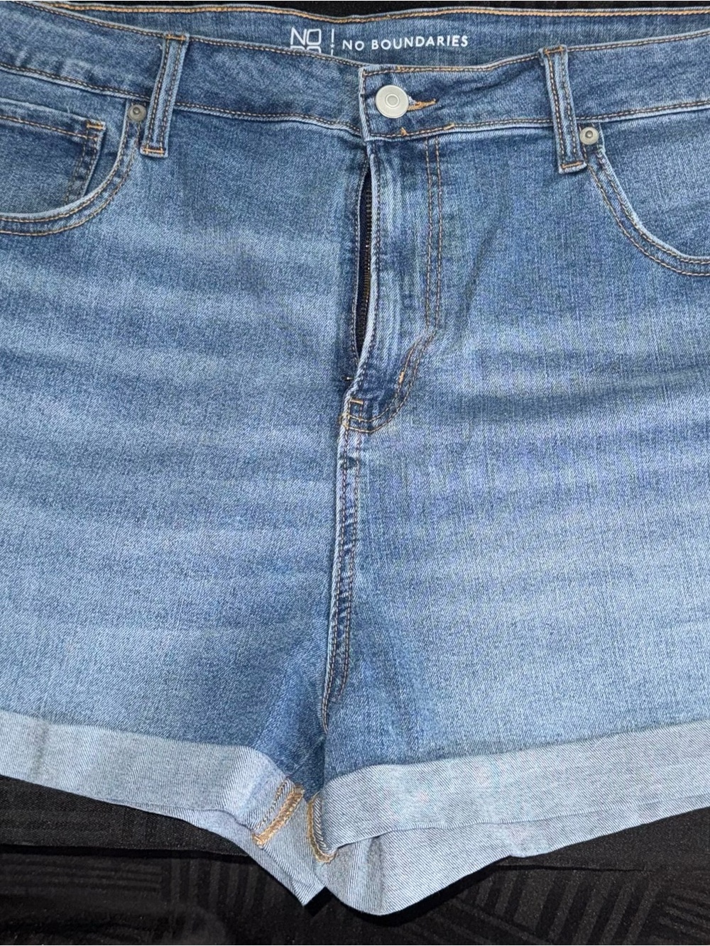 No Boundaries Light Blue Rolled Hem Denim Shorts